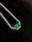 14K GOLD 4.38 CTW VIVID GREEN NATURAL EMERALD & DIAMOND NECKLACE