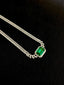 14K GOLD 4.38 CTW VIVID GREEN NATURAL EMERALD & DIAMOND NECKLACE