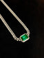 14K GOLD 4.38 CTW VIVID GREEN NATURAL EMERALD & DIAMOND NECKLACE