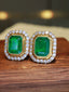 14K GOLD 4.05 CTW NATURAL EMERALD & DIAMOND EARRINGS