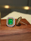 14K GOLD 4.05 CTW NATURAL EMERALD & DIAMOND EARRINGS