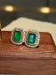 14K GOLD 4.05 CTW NATURAL EMERALD & DIAMOND EARRINGS