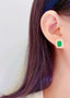 14K GOLD 4.05 CTW NATURAL EMERALD & DIAMOND EARRINGS