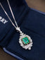 14K GOLD 1.40 CT VIVID GREEN NATURAL EMERALD & DIAMOND PENDANT