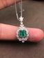 14K GOLD 1.40 CT VIVID GREEN NATURAL EMERALD & DIAMOND PENDANT