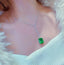 14K GOLD 4.50 CT VIVID GREEN NATURAL EMERALD & DIAMOND NECKLACE