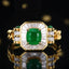 14K GOLD 1.61 CTW VIVID GREEN NATURAL EMERALD & DIAMOND RING