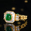 14K GOLD 1.61 CTW VIVID GREEN NATURAL EMERALD & DIAMOND RING