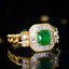 14K GOLD 1.61 CTW VIVID GREEN NATURAL EMERALD & DIAMOND RING