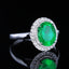 14K GOLD 2.08 CT VIVID GREEN NATURAL EMERALD & DIAMOND RING