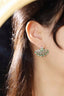 14K GOLD 1.30 CTW VIVID GREEN NATURAL EMERALD & DIAMOND EARRINGS