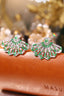 14K GOLD 1.30 CTW VIVID GREEN NATURAL EMERALD & DIAMOND EARRINGS