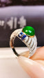 14K GOLD 2.77 CTW VIVID GREEN NATURAL EMERALD & SAPPHIRE RING