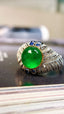 14K GOLD 2.77 CTW VIVID GREEN NATURAL EMERALD & SAPPHIRE RING