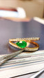 14K GOLD 0.49 CTW VIVID GREEN NATURAL EMERALD & DIAMOND RING