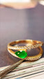 14K GOLD 0.49 CTW VIVID GREEN NATURAL EMERALD & DIAMOND RING