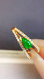 14K GOLD 0.49 CTW VIVID GREEN NATURAL EMERALD & DIAMOND RING