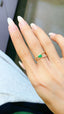 14K GOLD 0.49 CTW VIVID GREEN NATURAL EMERALD & DIAMOND RING