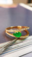 14K GOLD 0.49 CTW VIVID GREEN NATURAL EMERALD & DIAMOND RING