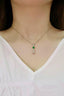 14K GOLD 0.70 CTW VIVID GREEN NATURAL EMERALD & DIAMOND NECKLACE