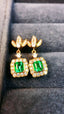 14K GOLD 0.95 CTW VIVID GREEN NATURAL EMERALD & DIAMOND EARRINGS