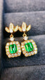 14K GOLD 0.95 CTW VIVID GREEN NATURAL EMERALD & DIAMOND EARRINGS