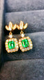 14K GOLD 0.95 CTW VIVID GREEN NATURAL EMERALD & DIAMOND EARRINGS