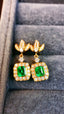 14K GOLD 0.95 CTW VIVID GREEN NATURAL EMERALD & DIAMOND EARRINGS