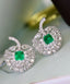 14K GOLD 4.50 CTW VIVID GREEN NATURAL EMERALD & DIAMOND EARRINGS