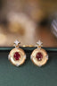 14K GOLD 0.54 CTW VIVID RED NATURAL RUBY & DIAMOND EARRINGS