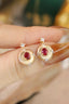 14K GOLD 0.54 CTW VIVID RED NATURAL RUBY & DIAMOND EARRINGS