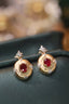 14K GOLD 0.54 CTW VIVID RED NATURAL RUBY & DIAMOND EARRINGS