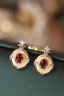 14K GOLD 0.54 CTW VIVID RED NATURAL RUBY & DIAMOND EARRINGS