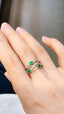 14K GOLD 0.73 CTW VIVID GREEN NATURAL EMERALD & DIAMOND RING