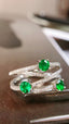 14K GOLD 0.73 CTW VIVID GREEN NATURAL EMERALD & DIAMOND RING