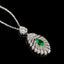 14K GOLD 1.09 CTW VIVID GREEN NATURAL EMERALD & DIAMOND PENDANT