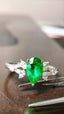 14K GOLD 0.84 CTW VIVID GREEN NATURAL EMERALD & DIAMOND RING