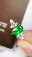 14K GOLD 0.84 CTW VIVID GREEN NATURAL EMERALD & DIAMOND RING