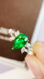 14K GOLD 0.84 CTW VIVID GREEN NATURAL EMERALD & DIAMOND RING