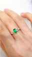 14K GOLD 0.84 CTW VIVID GREEN NATURAL EMERALD & DIAMOND RING