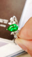 14K GOLD 0.84 CTW VIVID GREEN NATURAL EMERALD & DIAMOND RING