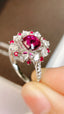 14K GOLD 1.60 CTW VIVID RED NATURAL RUBY & DIAMOND RING