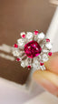 14K GOLD 1.60 CTW VIVID RED NATURAL RUBY & DIAMOND RING