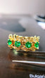 14K GOLD 0.73 CTW VIVID GREEN NATURAL EMERALD & DIAMOND RING