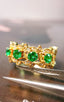 14K GOLD 0.73 CTW VIVID GREEN NATURAL EMERALD & DIAMOND RING