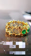 14K GOLD 0.73 CTW VIVID GREEN NATURAL EMERALD & DIAMOND RING