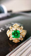 14K GOLD 1.91 CTW VIVID GREEN NATURAL EMERALD & DIAMOND RING