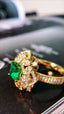 14K GOLD 1.91 CTW VIVID GREEN NATURAL EMERALD & DIAMOND RING