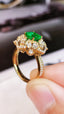 14K GOLD 1.91 CTW VIVID GREEN NATURAL EMERALD & DIAMOND RING