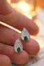 14K GOLD 0.70 CTW VIVID GREEN NATURAL EMERALD & DIAMOND EARRINGS